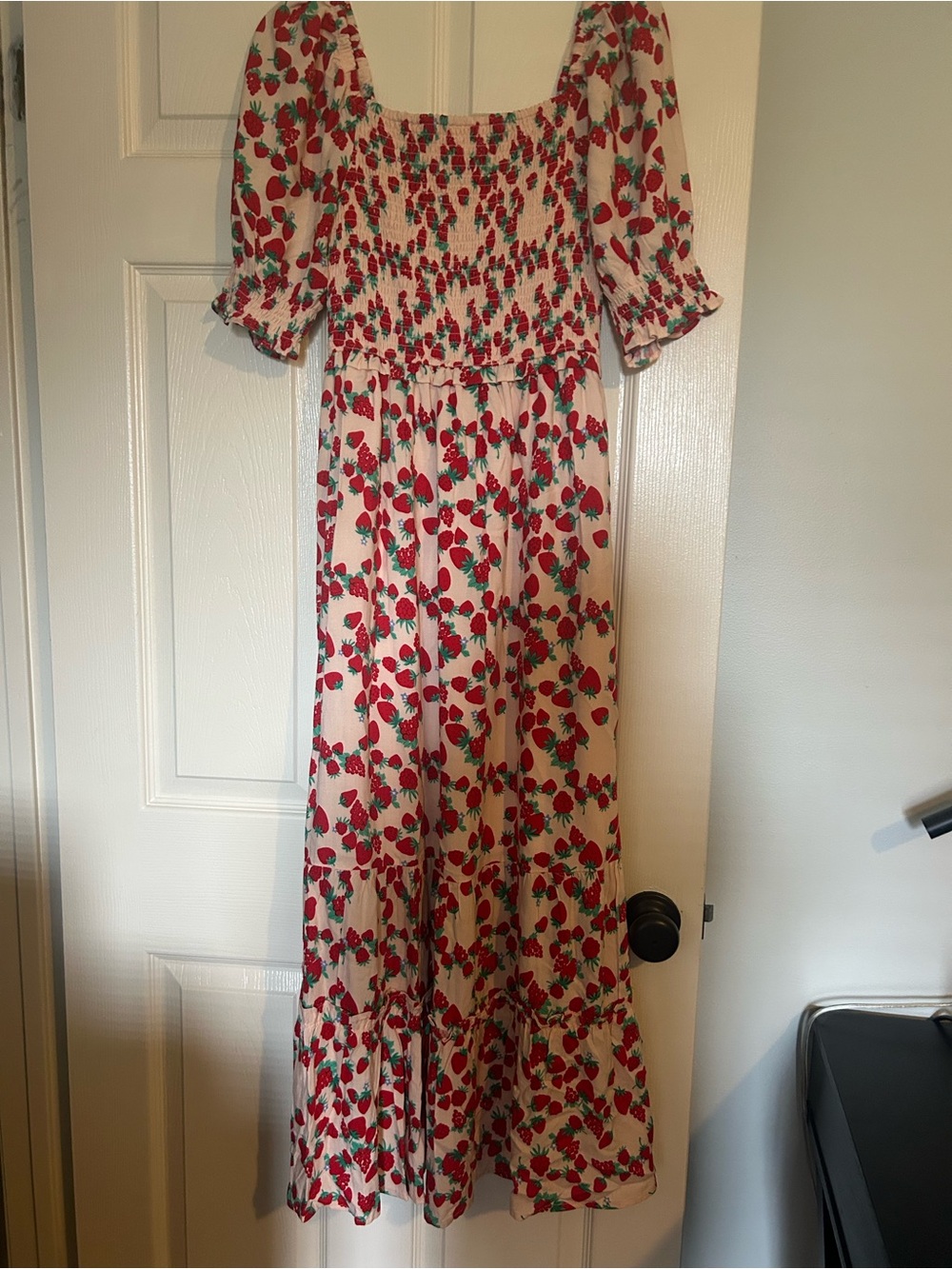 Betsey Johnson Cream Dress with Red Strawberry Print